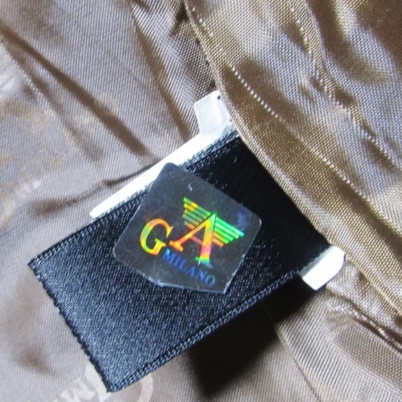 GA Milan Faux Suede Faux Leather Brown Jacket - Picture 8 of 10